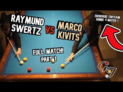 1-CUSHION SPECIALIST RAYMUND SWERTZ IN HIGH LEVEL CAROM BILLIARDS VS MARCO KIVITS | Part 1| Biljart