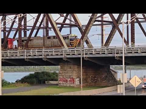 TRAINS CN Late Afternoon Freight Crosses Victoria Bridge