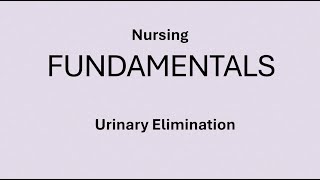 Fundamentals - Urinary Elimination