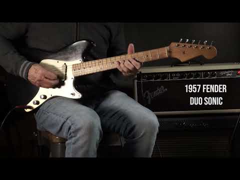 Fender Duo Sonic 1957 - Black in Very Good Condition with 60s Cheney Case image 26