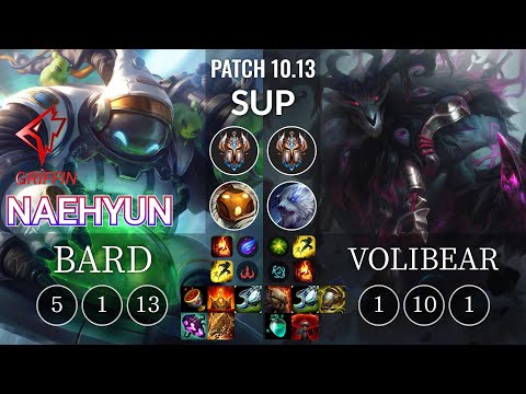 GRF Naehyun Bard vs Volibear Sup - KR Patch 10.13