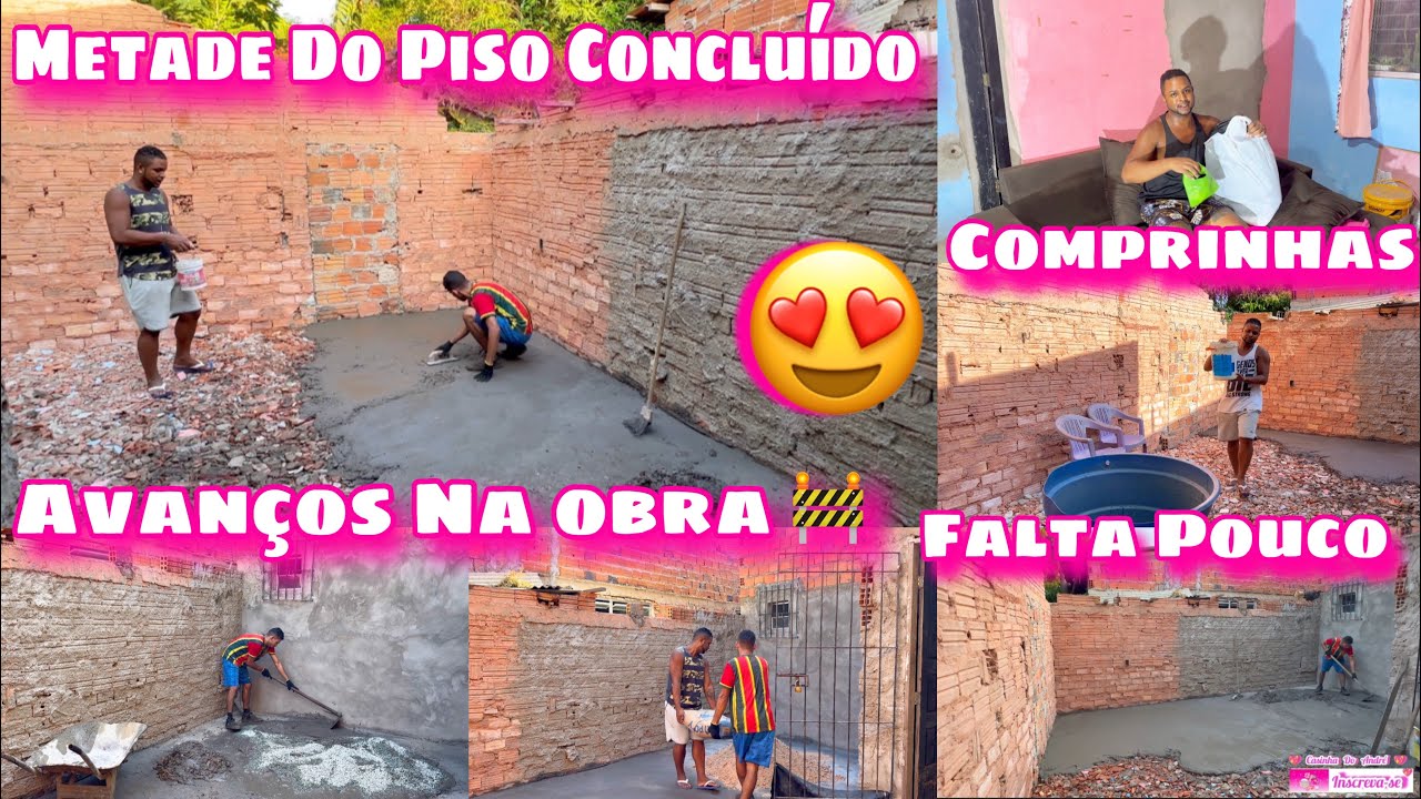 GRANDE AVANÇO NA OBRA/METADE DO PISO CONCLUÍDO/COMPRINHAS DO CENTRO/TRABALHO FOI ATÉ A NOITE NA CASA