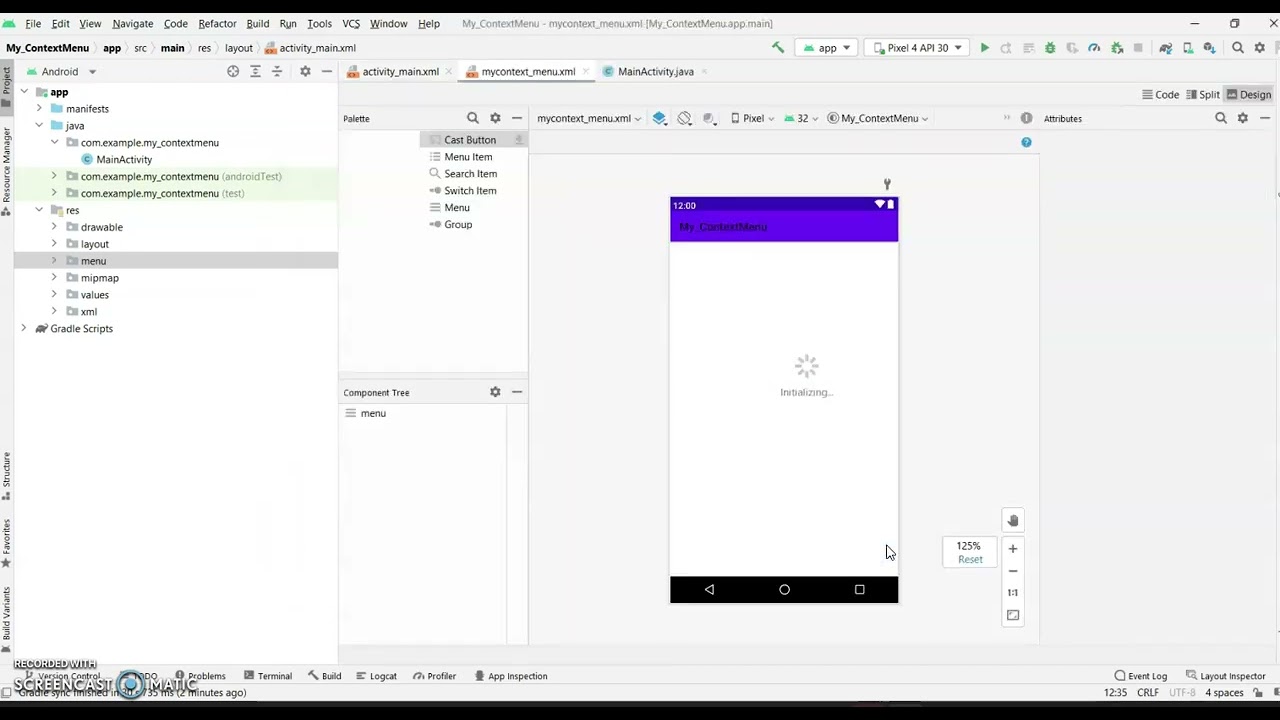 Creating Context Menu in Android Studio