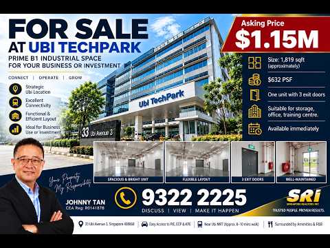 Ubi Techpark, 10 Ubi Crescent, Eunos / Geylang / Paya Lebar, 1,819 sqft, Light Industrial (B1) For Sale, by Johnny Tan, 500263774 - CommercialGuru.com.sg