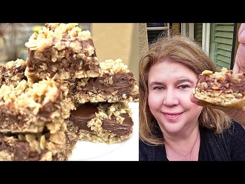 Chocolate Peanut Butter Oatmeal Bars | Gluten Free and NO Bake!!