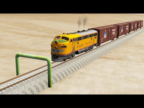 Impossible Low Pipes Vs Trains Crossing  - BeamNG.Drive