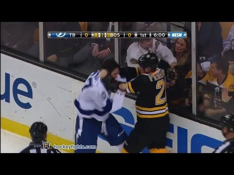 Benoit Pouliot vs Andrew Ference Apr 25, 2013