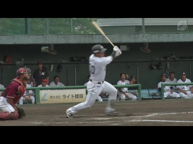 【ファーム】低めの球を拾った!! マリーンズ・池田来翔 センターへのタイムリーヒット!!  2024年9月18日 千葉ロッテマリーンズ 対 東北楽天ゴールデンイーグルス