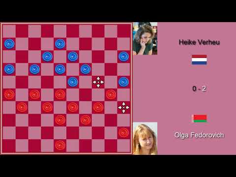 Olga Fedorovich (BLR) - Heike Verheul (NED). Women's World Draughts Championship. 2019.