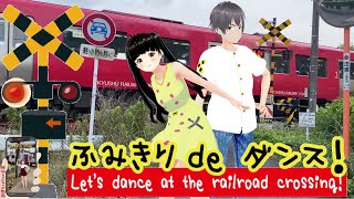 踏切動画 【踏切ダンス】赤いキハ200が来たよのペアダンス《縦動画＃8 》[Let's dance to the rhythm of the railroad crossing]