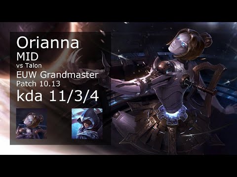 Orianna vs Talon Mid - EUW Grandmaster 11/3/4 Patch 10.13 Gameplay