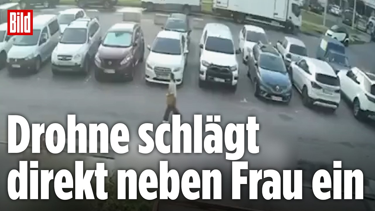 KIEW: Russendrohne schlägt direkt neben Frau ein: Passantin überlebt nur knapp