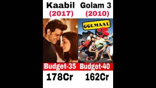 Golmal 3 vs Kaabil movie comparison #boxofficecollection #shorts