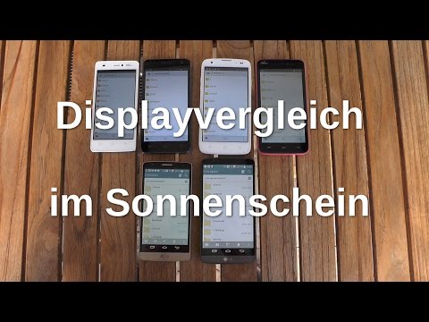 Displayvergleich im Sonnenschein: LG G3, G3 S; Wiko Highway Signs, Lenny; Avus A34 + Mobiwire Ahiga