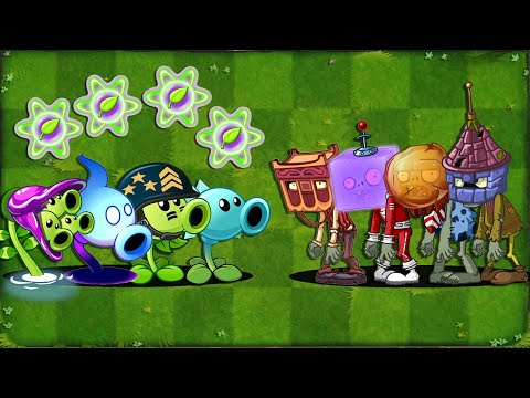 PVZ 2 Challenge - Every PEASHOOTER & All Plants POWER-UP vs Brickhead Zombie Level 5