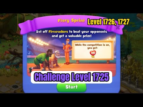 Challenge Level 1725 / Gardenscapes new / (Level 1726, 1727) Lucky Spin, Fiery Sprint