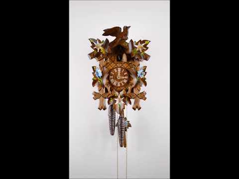 Kuckucksuhr - 5-Laub,1-Vogel - Farbe: Edelweiss, Enzian