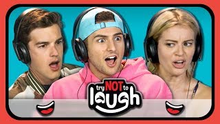 YouTubers React To Try To Watch This Without Laughing or Grinning #9
