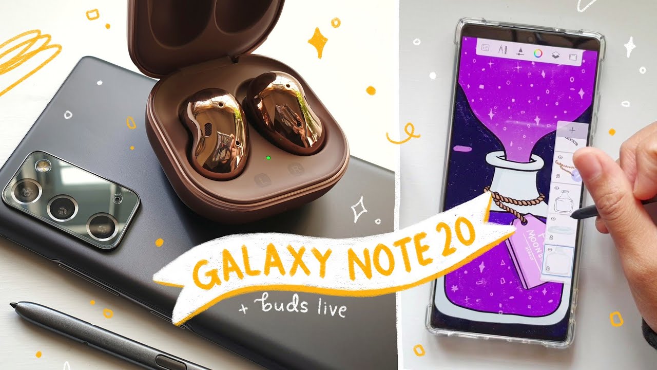 SAMSUNG GALAXY NOTE 20 UNBOXING | BUDS LIVE | DRAWING A WALLPAPER