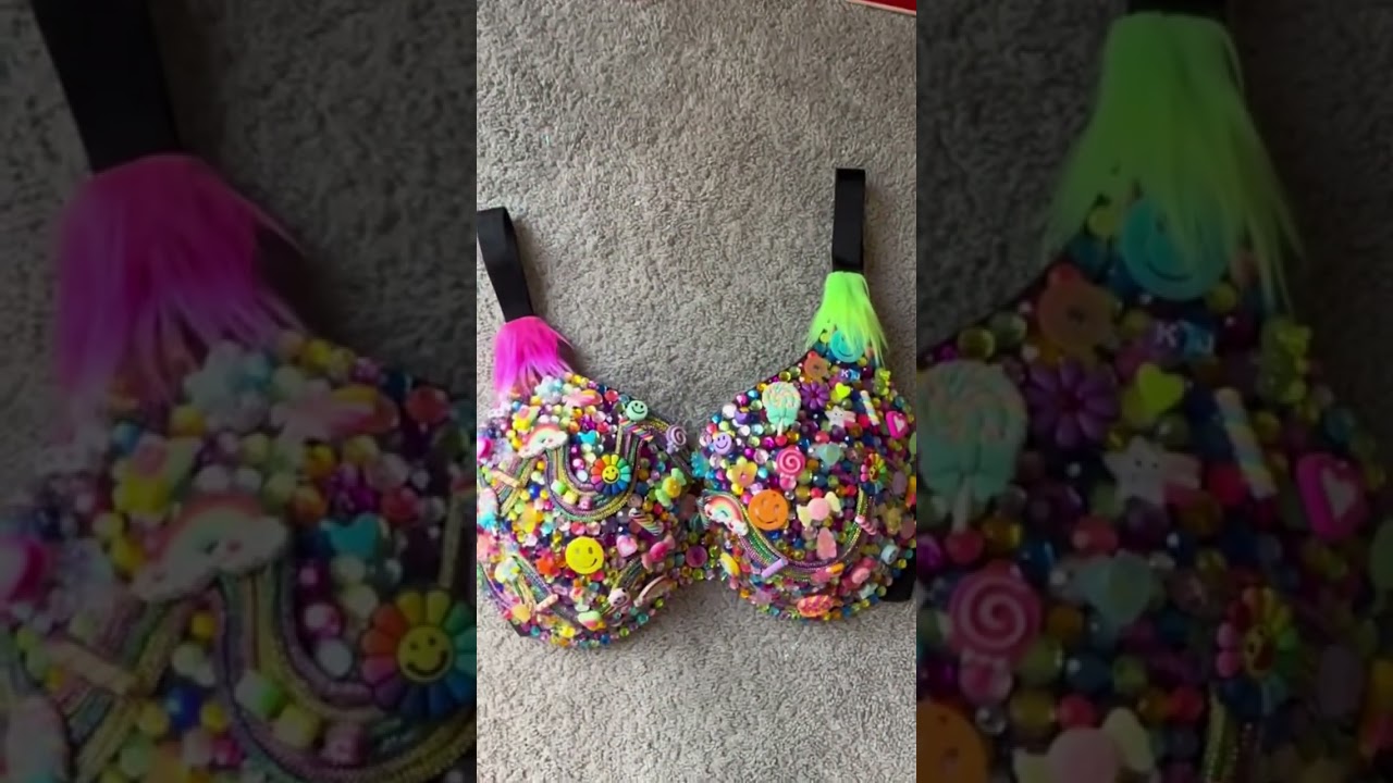 DIY RAVE BRA REVEAL #rave #diyideas #diycrafts #edmrave #tutorials #festivaloutfits #ravers #edm