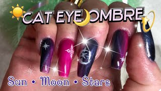 DND CD Cat-Eye Gel Ombres with Sun Moon Star Stickers