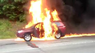 Cars on fire: Man lost his life in car fire; Tesla model S caught on fire - Compilation