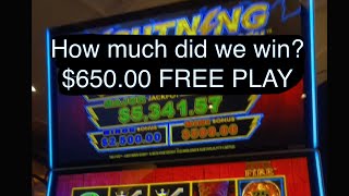 $650 FREE PLAY $12.50 a spin Park MGM High Limit