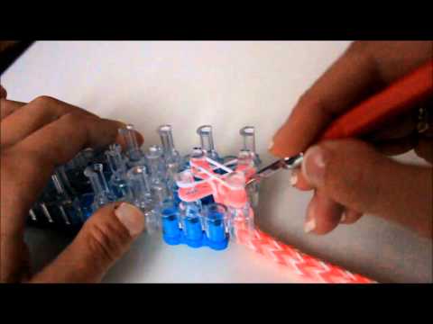 Náramky z gumiček - dvojitý rybí křížový