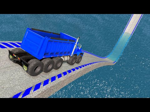 Impossible Wave Bridge Crossing Cars Vs Deep Water - BeamNG.Drive