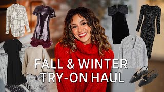 MASSIVE FALL/WINTER TRY-ON HAUL! (H&M, Cotton On, Express & Revolve, NYE dresses, coats) | 2023