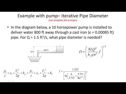 Headloss formula comparison, iterative design of pipe size with pump - CE 331, Class 6 (24 Jan 2022)