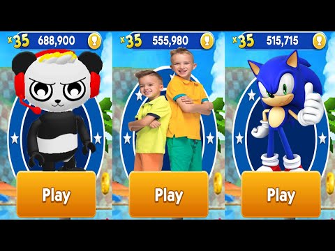 Tag with Ryan vs Sonic Dash vs Vlad & Niki Run All Characters Unlocked