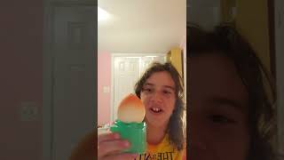 Trying the viral peach ice cream