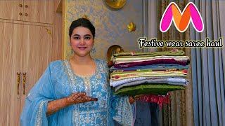 Festive wear Cotton, silk, banarsi, embroidery & Georgette Saree haul from Myntra @PoojaRikichoyal 