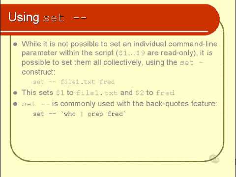 Using Set Command Shell Scripting 65