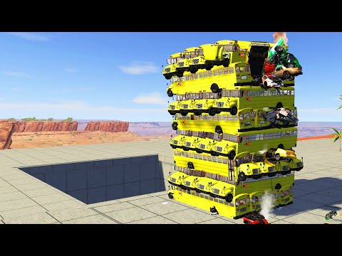 BUS TOWER CRASHES - BeamNG DRIVE | CrashTherapy