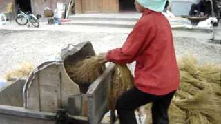 preview picture of video '[2008-10-04] Woman operating a rice mill at Zhaoxing'