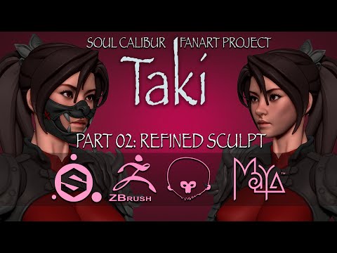 💗Taki, Soul Calibur Fanart Project, part 2: Refined sculpt ( 4x timelapse )