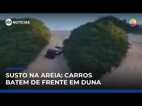 Flagra: caminhonete e SUV batem de frente durante passeio em duna no RN | #SBTNotícias