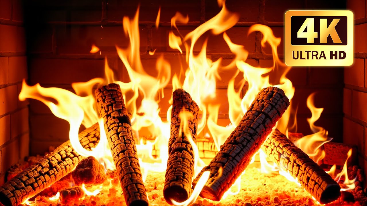 🔥 Cozy Fireplace for Stress Relief with Calm Burning Flames and Natural Crackles | UHD 4K