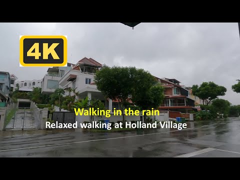 [4K] Walking in the heavy rain in Holland Village / 雨声助眠