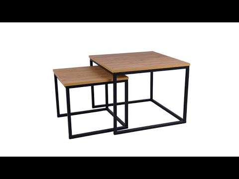 MaximaVida vierkante salontafel set Kiev XL 60 cm - rustiek eikenhout fineer