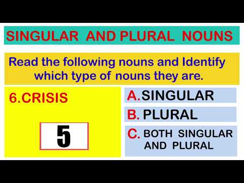 PARTS  OF  SPEECH  ( SINGULAR  AND  PLURAL  NOUNS )  TEST - 3 / 3