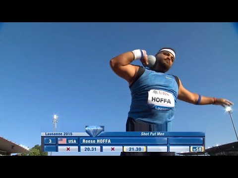 Reece Hoffa (USA) shot put 21.30 meters 2015 Lausanne