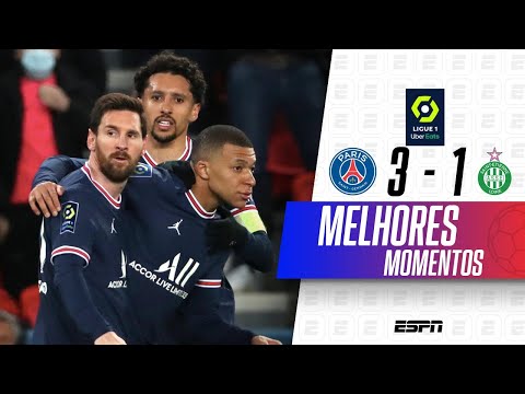 Gols e lances de PSG x Saint-Étienne
