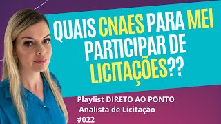 Quais CNAEs para MEI em Licitações?