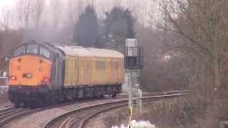 preview picture of video 'Network Rail DBSO 9703 & DRS 37604 pass Through Long Eaton 28/02/15'