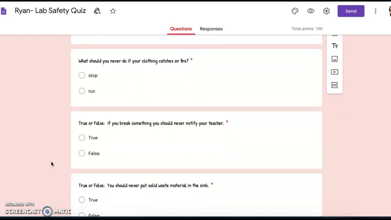 Lab Safety Quiz Reading