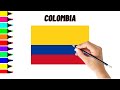How to draw Flag of Colombia || colombia flag drawing step by step