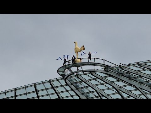 THE TRUMPET BEING PLAYED FROM THE STADIUM ROOF: Tottenham v Arsenal: North London Derby